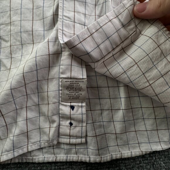 Peter Millar Men Button Up Shirt Long Sleeve 16.5 Cotton Blue Brown Check Adult - Picture 10 of 12